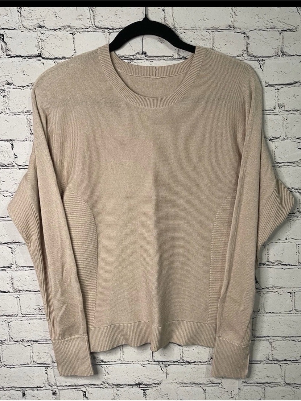Lululemon Rose Beige Cashmere Blend Ribbed Panel Pullover Sweater Size 6 / Small - Picture 1 of 5